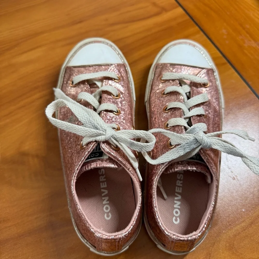 Converse Chuck Taylor All Star Low Top Pink‎ Sparkles Sneakers Girls 1